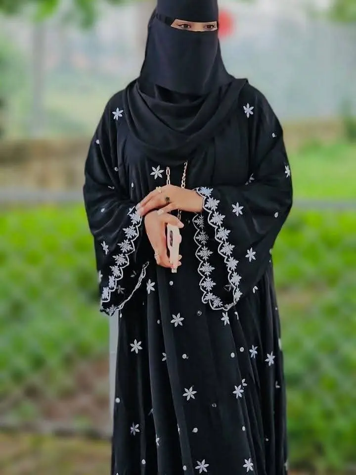 Abaya borka (Star Borka) (With Inner+Belt+Hijab+Coat ) Dubai Charry Georget Stylish Embroidery Work Party Borka For Women